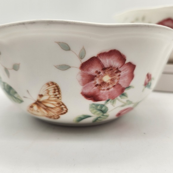 2 Lenox Butterfly Meadow Louise LeLuyer Scalloped Dessert Bowls Porcelain Floral - Picture 7 of 9